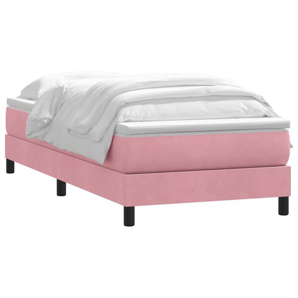 vidaXL Boxspring met matras fluweel roze 80x210 cm
