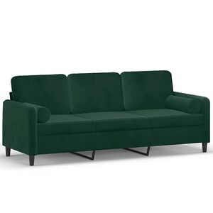 vidaXL Driezitsbank met sierkussens 180 cm fluweel donkergroen