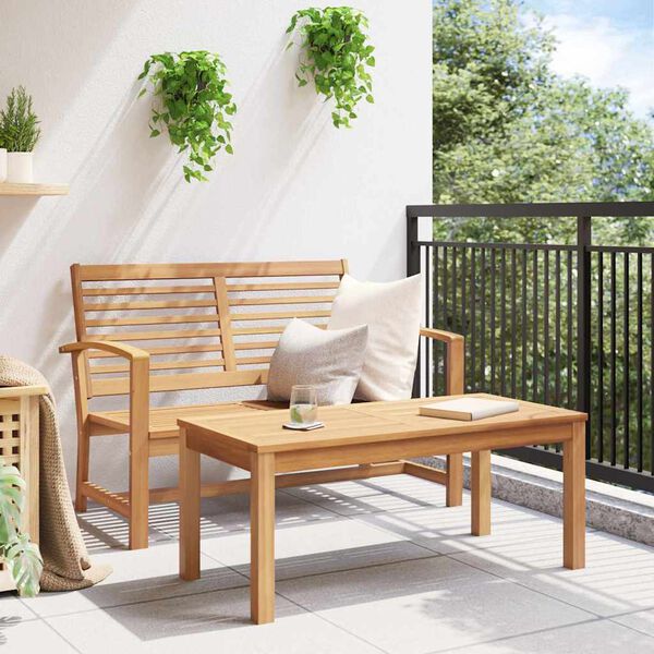 vidaXL Tuin Sofa Set Naturel Massief teakhout