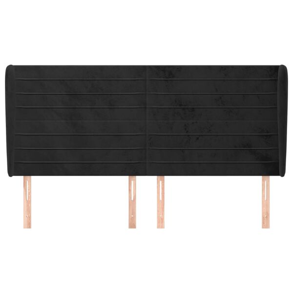vidaXL Hoofdbord met randen 183x23x118/128 cm fluweel zwart