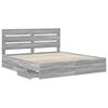 vidaXL Bedframe met lade Grijs Sonoma 200 x 200 cm Ingenieurshout