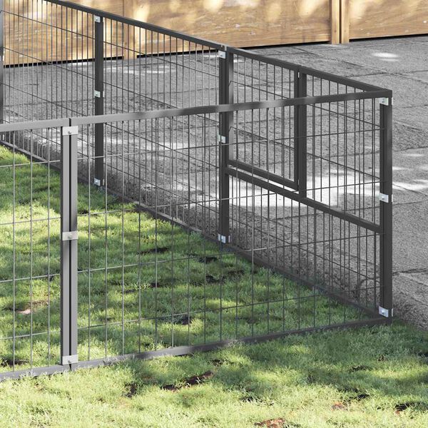 vidaXL Hondenkennel 54 m&sup2; staal zilverkleurig