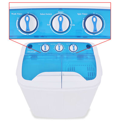 vidaXL Mini wasmachine met dubbele trommel 5,6 kg