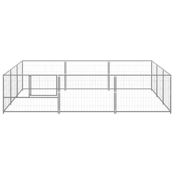 vidaXL Hondenkennel 9 m&sup2; staal zilverkleurig