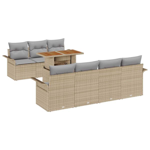 vidaXL Tuin Sofa Set met kussen 8 pcs beige en lichtgrijs