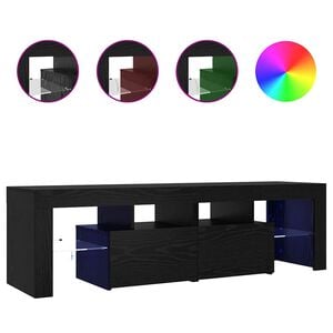 vidaXL Tv-meubel met LED 140x36,5x40 cm bewerkt hout zwart eiken