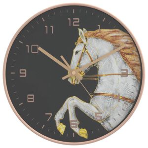 vidaXL Wandklok &Oslash;29,5 cm polystyreen en glas goudkleurig en wit