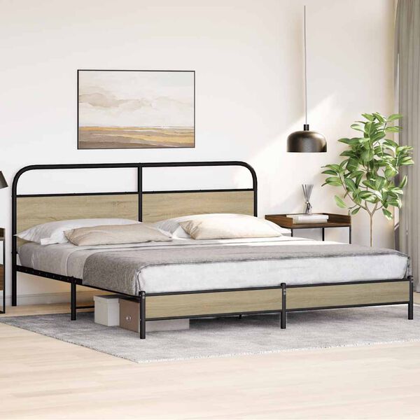 vidaXL Bedframe zonder matras metaal sonoma eikenkleurig 180x200 cm