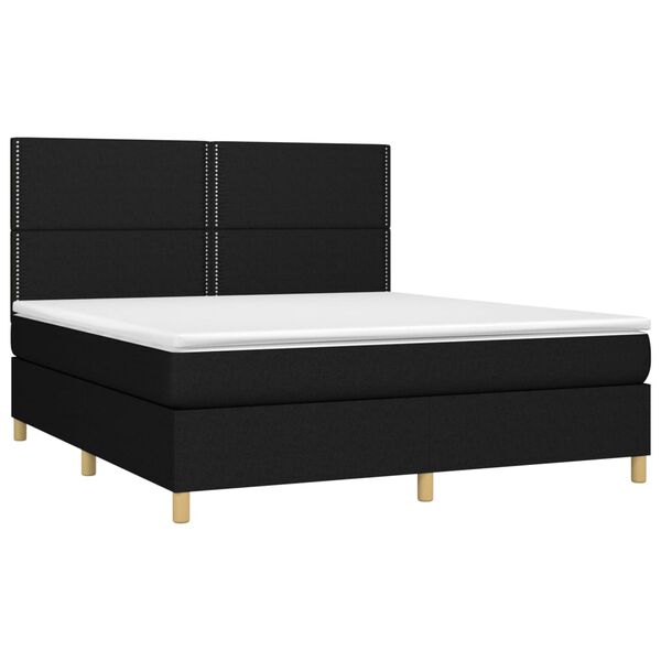 vidaXL Boxspring met matras en LED stof zwart 180x200 cm