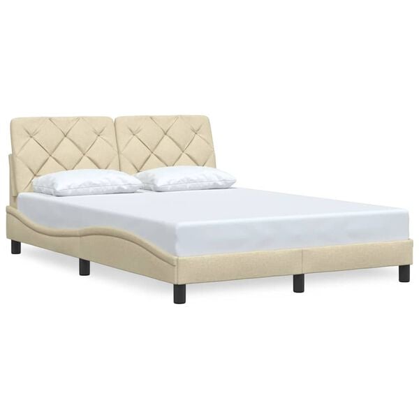 vidaXL Bedframe zonder matras 120x200 cm stof cr&egrave;mekleurig