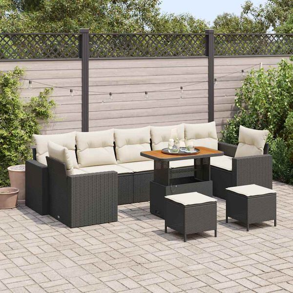 vidaXL Tuinbankenset met kussen 13 pcs Beige en Cr&egrave;me poly rattan