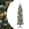 vidaXL Kunstmatige slanke kerstboom met 300 LED Groen en Wit 180 cm