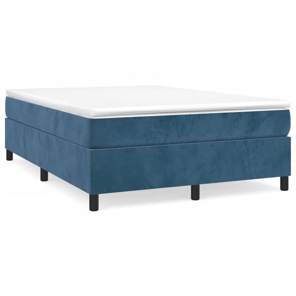 vidaXL Boxspring bed 140x200 cm fluweel donkerblauw