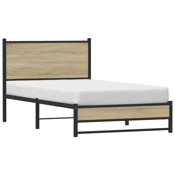 vidaXL Bedframe zonder matras metaal sonoma eikenkleurig 100x190 cm