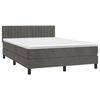 vidaXL Boxspring met matras fluweel donkergrijs 140x190 cm