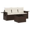 vidaXL 4-delige Loungeset met kussens poly rattan bruin