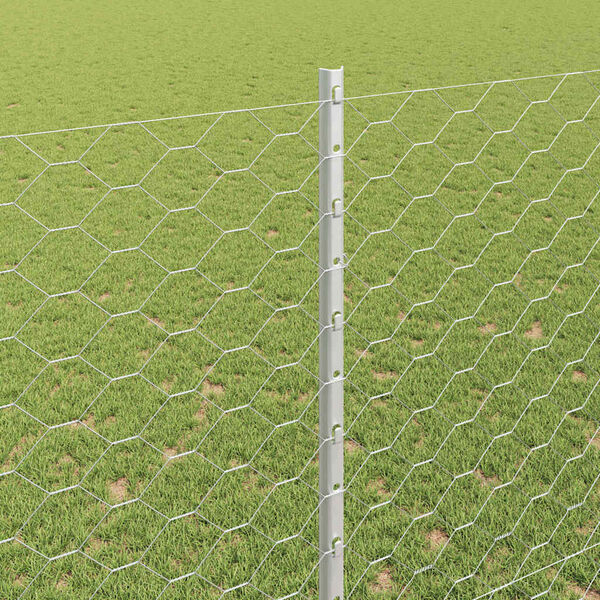 vidaXL Hek met Paal Zilver 1,5 x 50 m Staal