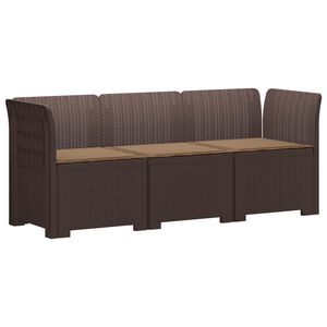 vidaXL 3-zits tuinbank met kussens in rattanlook PP Bruin