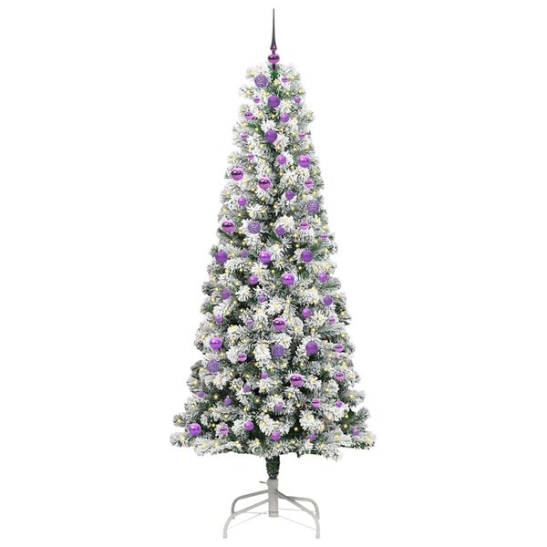 vidaXL Kunstmatige Inklapbare Kerstboom Groen en Wit 240 cm