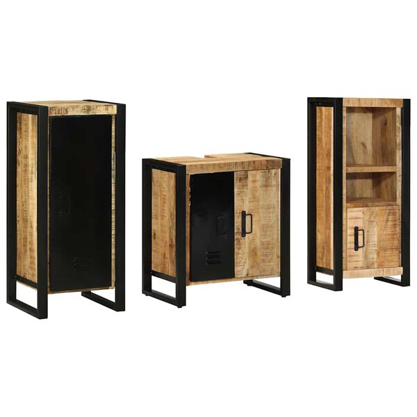vidaXL Badkamermeubelset met plank 3 pcs Bruin Massief Mango Hout