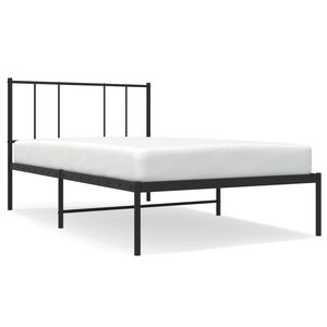 vidaXL Bedframe met hoofdbord metaal zwart 90x190 cm