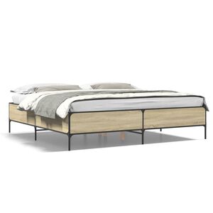 vidaXL Bedframe bewerkt hout metaal sonoma eikenkleurig 180x200 cm
