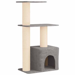 vidaXL Kattenboom met sisal krabpalen Lichtgrijs 133 cm