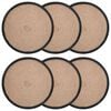 vidaXL Jute placematten 6 pcs Naturel en Zwart &Oslash; 30 cm 100% Tossa Jute