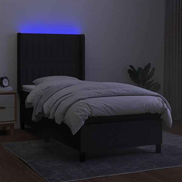 vidaXL Boxspring met matras en LED stof zwart 80x200 cm