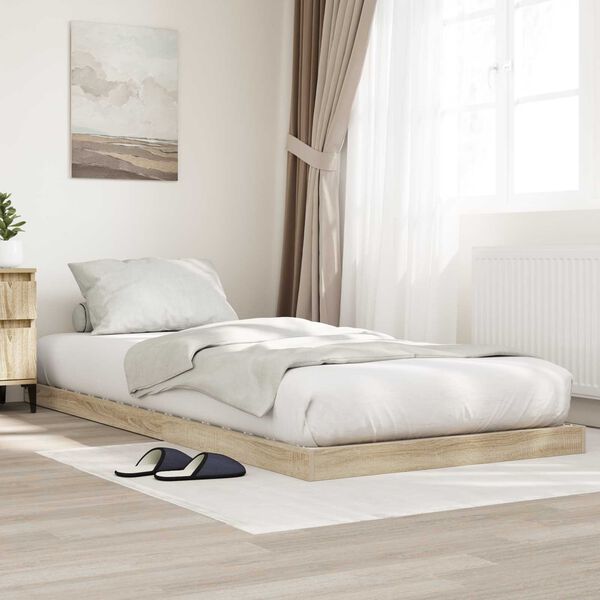 vidaXL Vloer bedframe Sonoma 100 x 200 cm Bewerkt hout