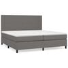 vidaXL Boxspring met matras kunstleer grijs 200x200 cm