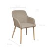 vidaXL Eetkamerstoelen 2 st stof en massief eikenhout beige