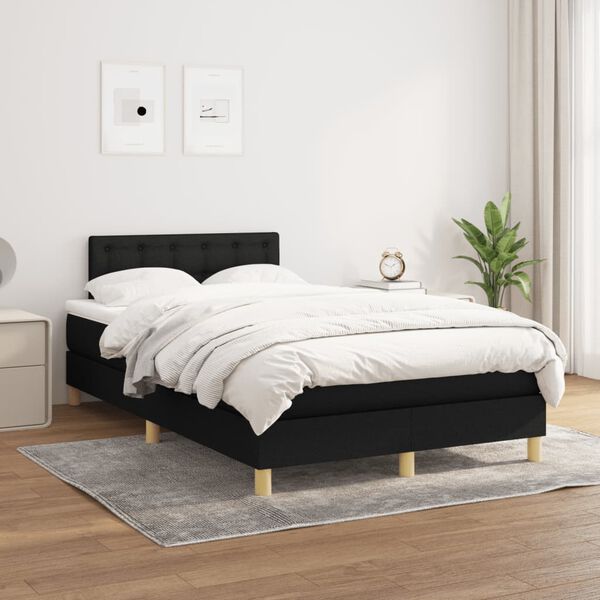 vidaXL Boxspring met matras stof zwart 120x190 cm