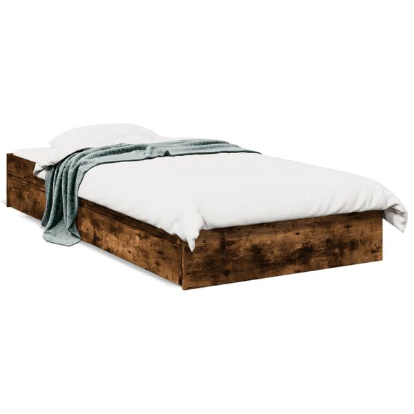 vidaXL Bedframe met lades bewerkt hout gerookt eikenkleurig 75x190 cm
