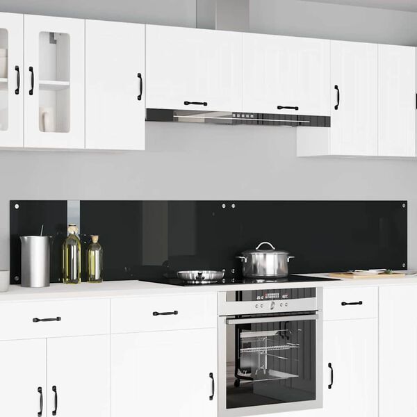 vidaXL Keuken Achterwand 2 pcs Zwart 120 x 40 cm gehard glas