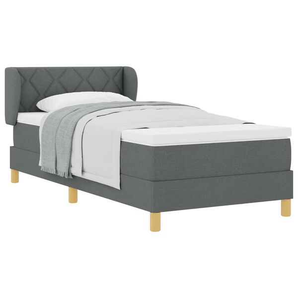 vidaXL Boxspringbed met matras Donkergrijs 90 x 190 cm Stof