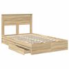 vidaXL Opslag bed met lade Sonoma Eiken 135 x 190 cm Bewerkt hout