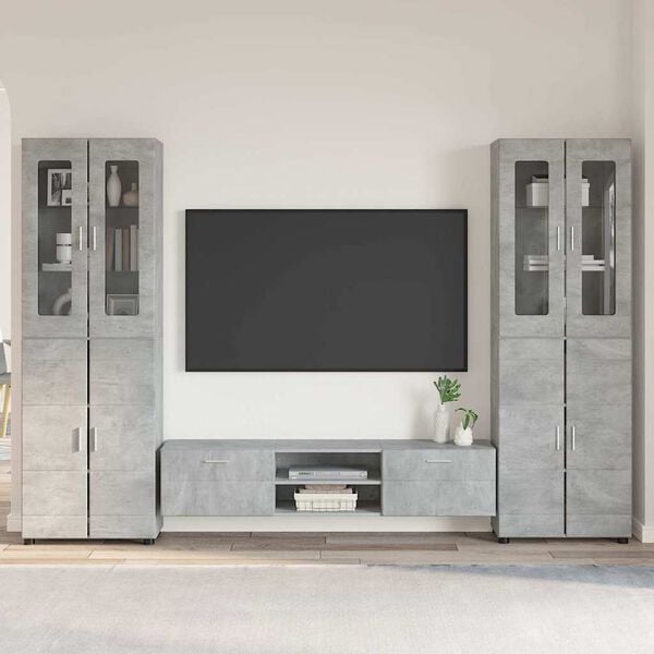 vidaXL Tv-meubelset met lade met plank Beton Grijs Bewerkt hout
