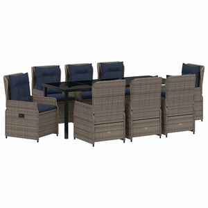 vidaXL Tuin Eetset 9 st Grijs Poly riet