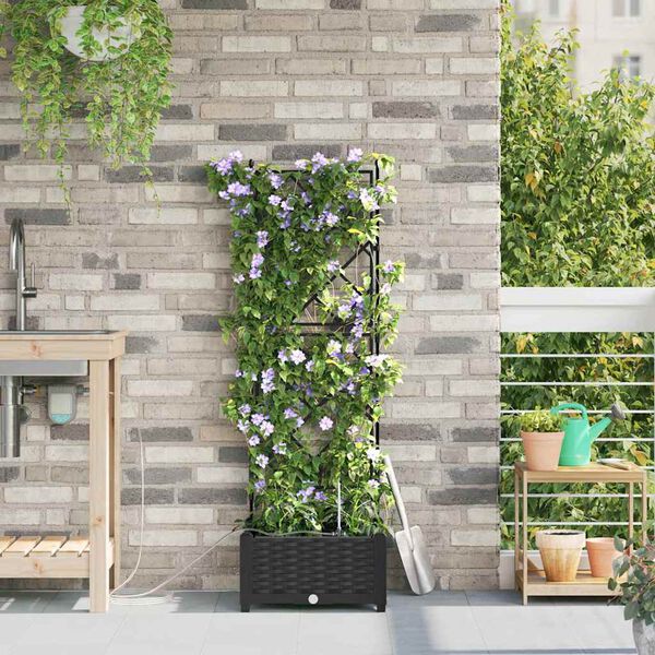 vidaXL Tuin Bloempot Zwart 40 x 40 x 126 cm Staal