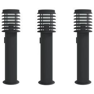 vidaXL Buitenvloerlampen 3 st stopcontact 60 cm roestvrijstaal zwart