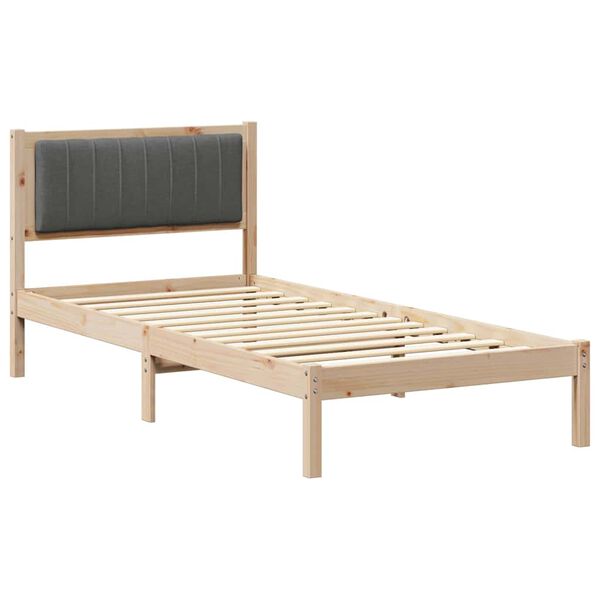 vidaXL Bedframe met Gevoerd Hoofdgedeelte Donkergrijs 90 x 200 cm