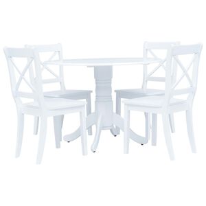 vidaXL 5-delige Eethoek massief rubberwood wit