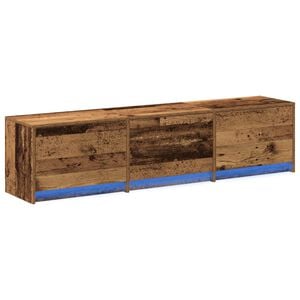 vidaXL TV-kast met LED met lade Oudhout 165 x 34 x 40 cm Bewerkt hout