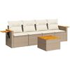 vidaXL 5-delige Loungeset met kussens poly rattan beige