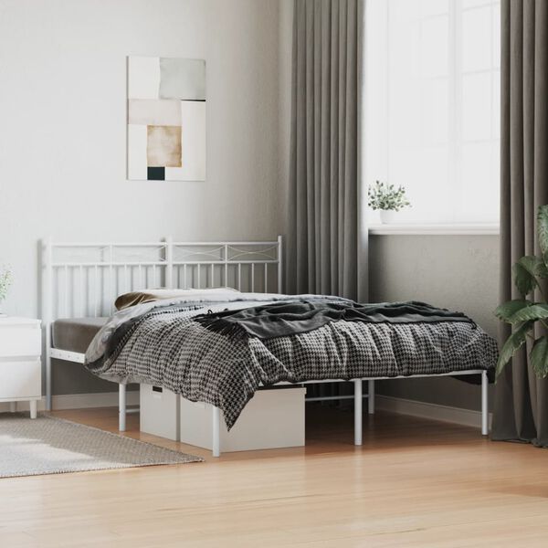 vidaXL Bedframe met hoofdbord metaal wit 140x200 cm