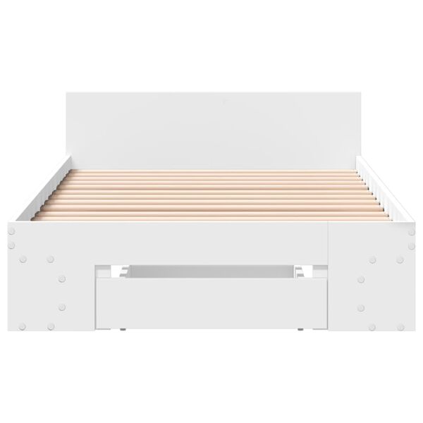 vidaXL Bedframe met lade bewerkt hout wit 100x200 cm