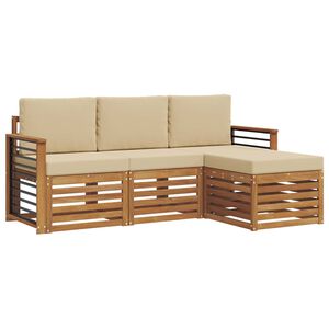 vidaXL Buiten bankenset met kussen 4 pcs Natuurlijk en Beige