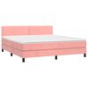 vidaXL Boxspring met matras en LED fluweel roze 160x200 cm