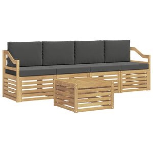 vidaXL Buiten bankenset 5 st Wit en antracietkleurig Polyester